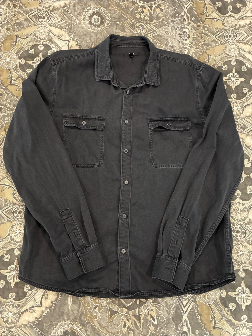 PAIGE Black Long-Sleeve Button Down Shirt